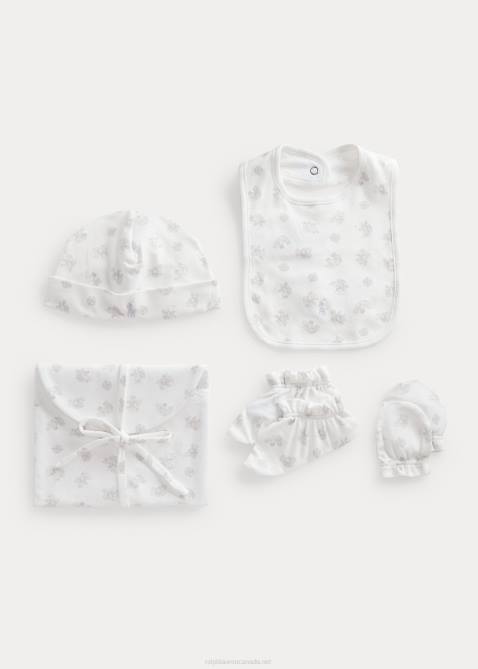 Baby Ralph Lauren Organic Cotton 5-Piece Gift Set 4DJ28219 Grey Multi