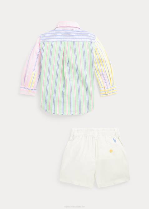 Baby Ralph Lauren Oxford Fun Shirt & Chino Short Set 4DJ28186 Stripe Funshirt