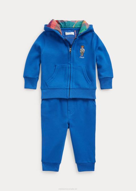 Baby Ralph Lauren Polo Bear Fleece Hoodie & Pant Set 4DJ28204 New Iris Blue