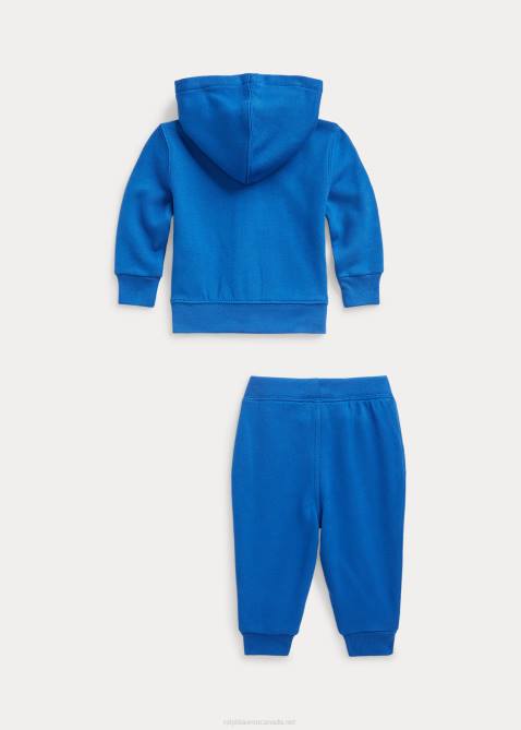 Baby Ralph Lauren Polo Bear Fleece Hoodie & Pant Set 4DJ28204 New Iris Blue