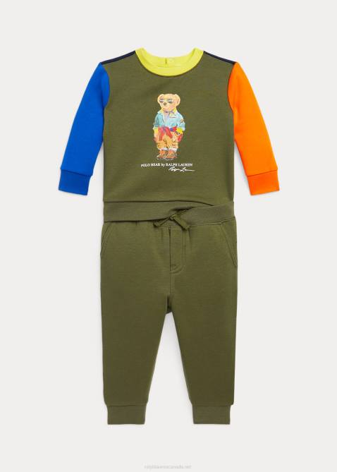 Baby Ralph Lauren Polo Bear Fleece Sweatshirt & Pant Set 4DJ28207 Cruise Navy/Dark Sage