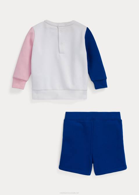 Baby Ralph Lauren Polo Bear Fleece Sweatshirt & Short Set 4DJ27766 White Multi