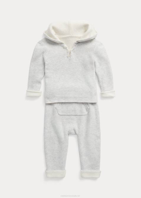 Baby Ralph Lauren Reversible Cotton Sweater Set 4DJ27782 Grey/Cream