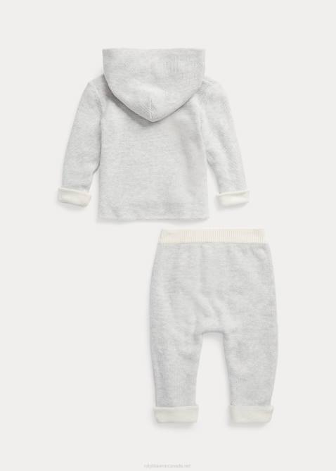 Baby Ralph Lauren Reversible Cotton Sweater Set 4DJ27782 Grey/Cream
