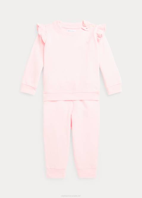 Baby Ralph Lauren Ruffled French Terry Top & Pant Set 4DJ28202 Acacia Pink