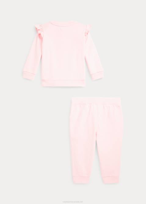 Baby Ralph Lauren Ruffled French Terry Top & Pant Set 4DJ28202 Acacia Pink