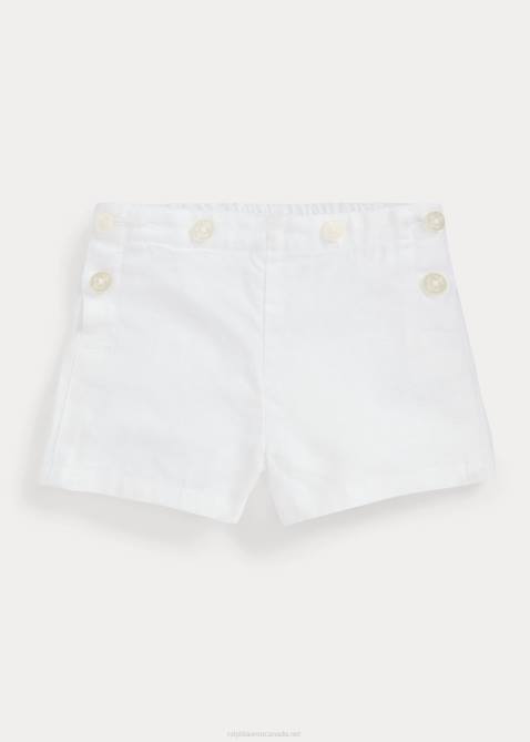 Baby Ralph Lauren Smocked Jersey Top & Linen Short Set 4DJ28192 Navy/White