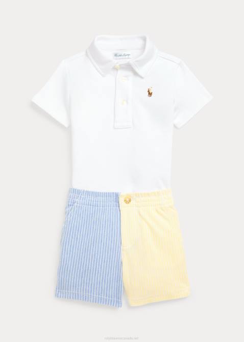 Baby Ralph Lauren Soft Cotton Polo Shirt & Mesh Short Set 4DJ28187 White
