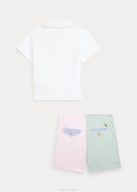 Baby Ralph Lauren Soft Cotton Polo Shirt & Mesh Short Set 4DJ28187 White