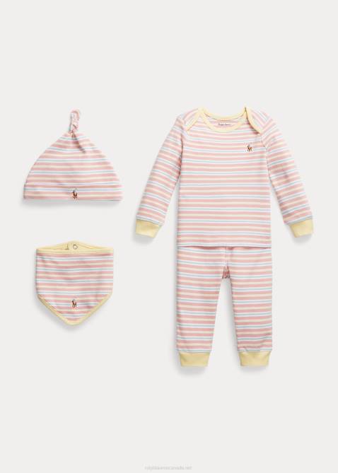Baby Ralph Lauren Striped Cotton 4-Piece Gift Set 4DJ27830 Adirondack Rose Multi