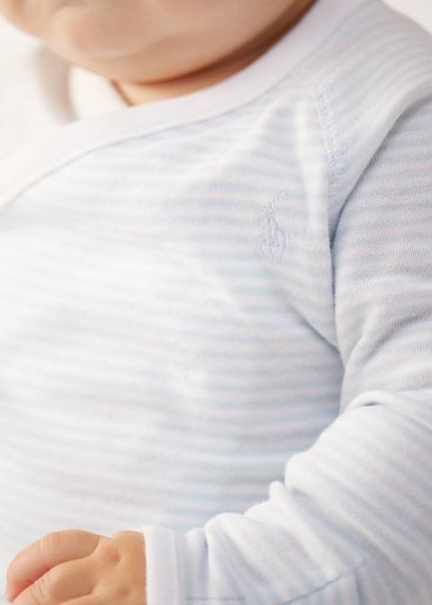 Baby Ralph Lauren Striped Cotton Top & Pant Set 4DJ27798 Beryl Blue/White