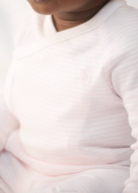 Baby Ralph Lauren Striped Organic Cotton Top & Pant Set 4DJ27792 Delicate Pink/White