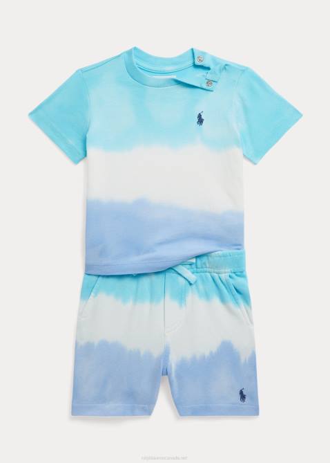 Baby Ralph Lauren Tie-Dye Jersey Tee & Spa Terry Short Set 4DJ27767 Island Aqua Tie Dye