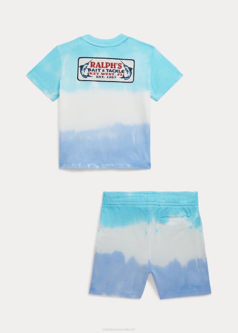Baby Ralph Lauren Tie-Dye Jersey Tee & Spa Terry Short Set 4DJ27767 Island Aqua Tie Dye