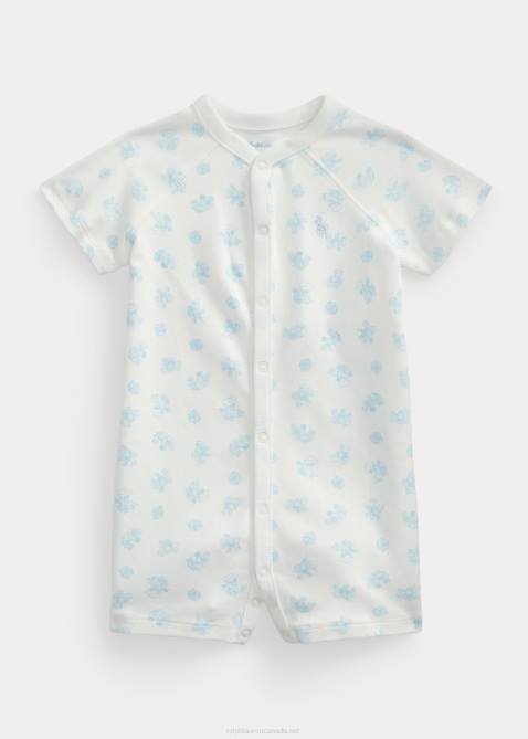 Baby Ralph Lauren Bear-Print Cotton Interlock Shortall 4DJ28150
