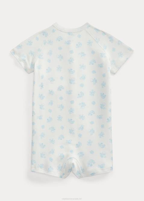 Baby Ralph Lauren Bear-Print Cotton Interlock Shortall 4DJ28150