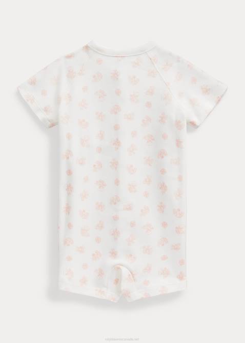 Baby Ralph Lauren Bear-Print Organic Interlock Shortall 4DJ28151 Pink Multi