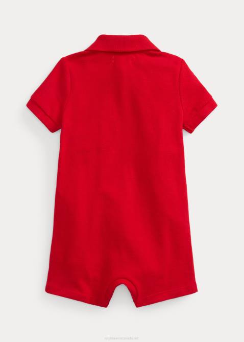 Baby Ralph Lauren Big Pony Cotton Mesh Polo Shortall 4DJ27665 Rl 2000 Red/Sapphire Star