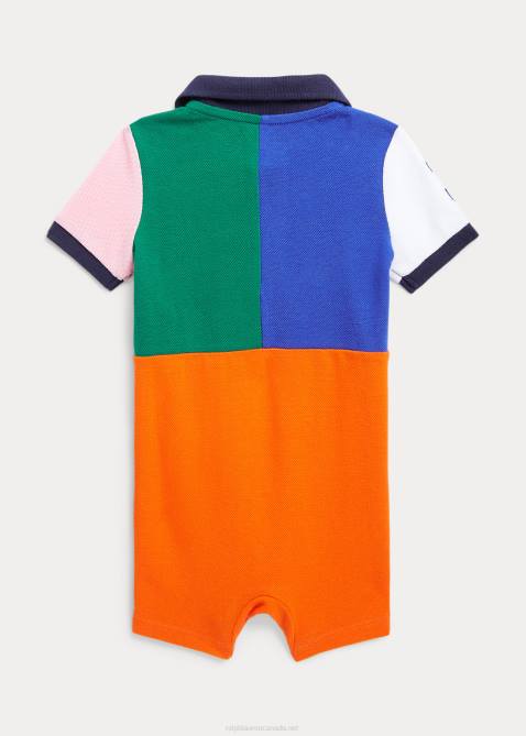 Baby Ralph Lauren Big Pony Cotton Mesh Polo Shortall 4DJ28145 Sailing Orange Multi