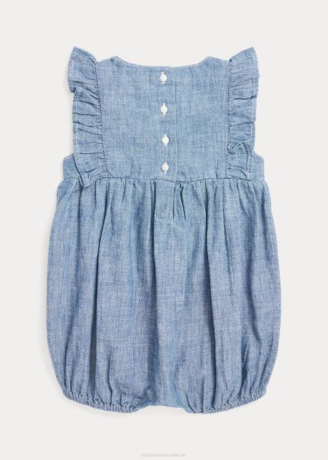 Baby Ralph Lauren Chambray Bubble Shortall 4DJ27680 Indigo