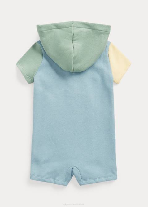 Baby Ralph Lauren Color-Blocked Fleece Hooded Shortall 4DJ210027 Blue Note Multi