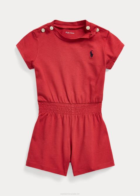 Baby Ralph Lauren Cotton Jersey Romper 4DJ28160 Chilli Pepper/Hunter Navy