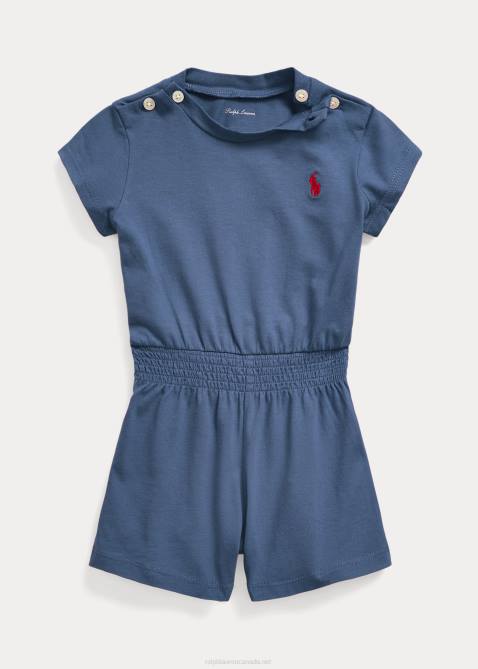 Baby Ralph Lauren Cotton Jersey Romper 4DJ28161 Night Navy/Chili Pepper