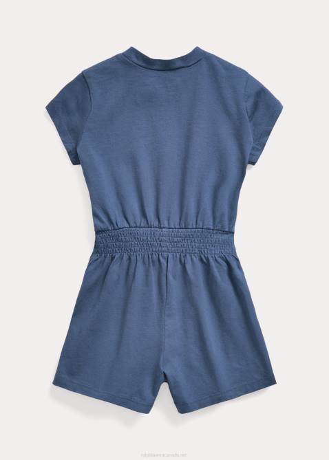 Baby Ralph Lauren Cotton Jersey Romper 4DJ28161 Night Navy/Chili Pepper