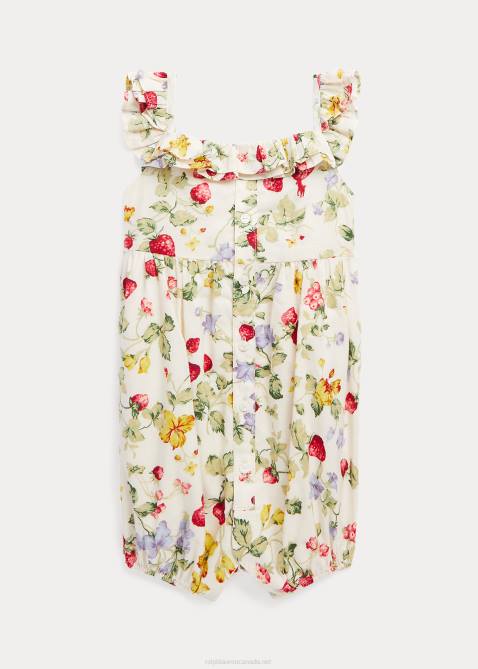 Baby Ralph Lauren Floral Cotton Batiste Bubble Shortall 4DJ27674 Floral Strawberry