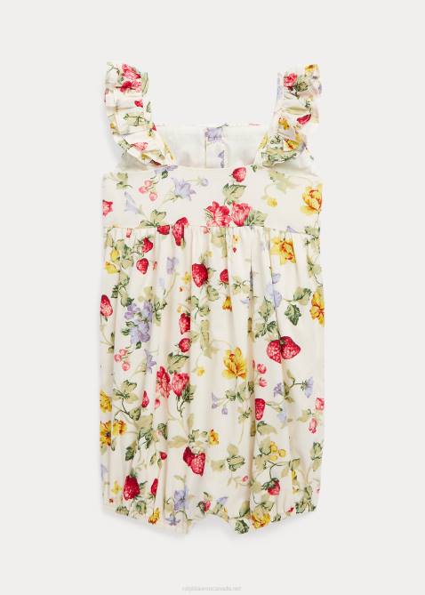 Baby Ralph Lauren Floral Cotton Batiste Bubble Shortall 4DJ27674 Floral Strawberry