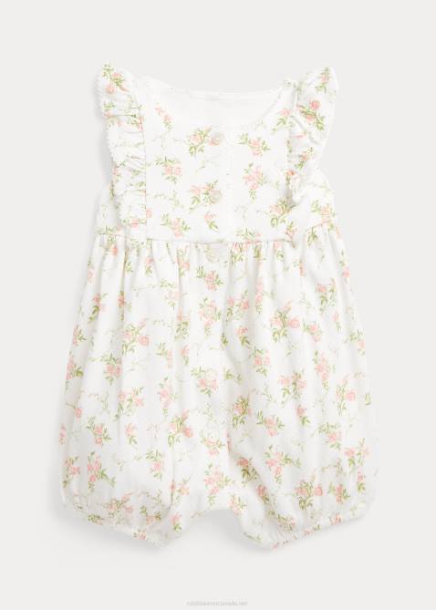 Baby Ralph Lauren Floral Cotton Interlock Bubble Shortall 4DJ210020 Forget Me Not Floral