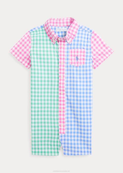Baby Ralph Lauren Gingham Cotton Poplin Fun Shortall 4DJ28148 Fun Shirt