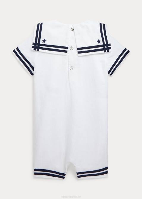 Baby Ralph Lauren Linen Sailor Shortall 4DJ27689 White