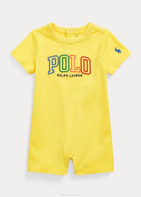 Baby Ralph Lauren Logo Cotton Jersey Shortall 4DJ28152 Lemon Crush