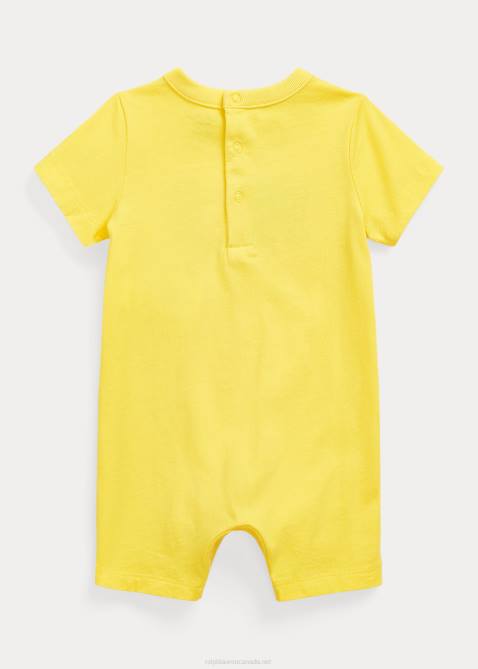 Baby Ralph Lauren Logo Cotton Jersey Shortall 4DJ28152 Lemon Crush