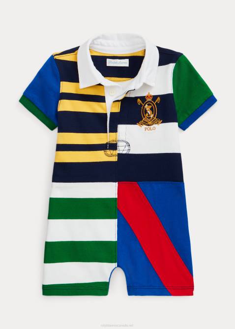 Baby Ralph Lauren Patchwork Cotton Rugby Shortall 4DJ28146 Newport Navy Multi