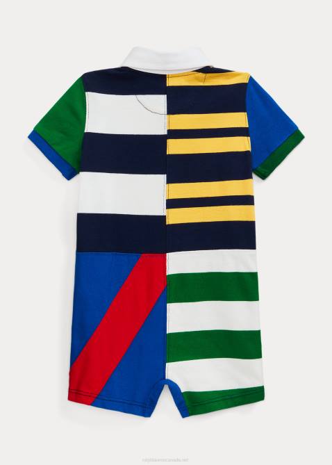 Baby Ralph Lauren Patchwork Cotton Rugby Shortall 4DJ28146 Newport Navy Multi