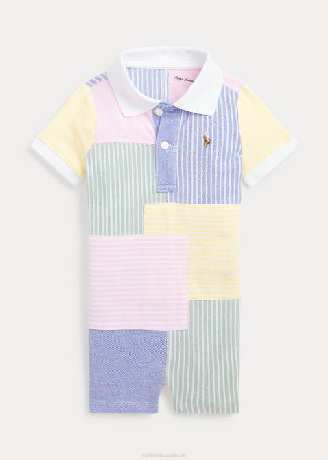 Baby Ralph Lauren Patchwork Mesh Polo Shortall 4DJ27666 Harbor Island Blue Multi