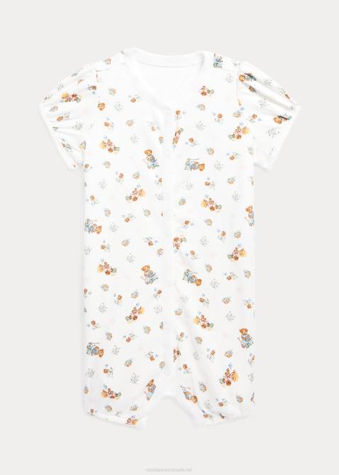 Baby Ralph Lauren Polo Bear Cotton Bubble Shortall 4DJ27675 Garden Bear