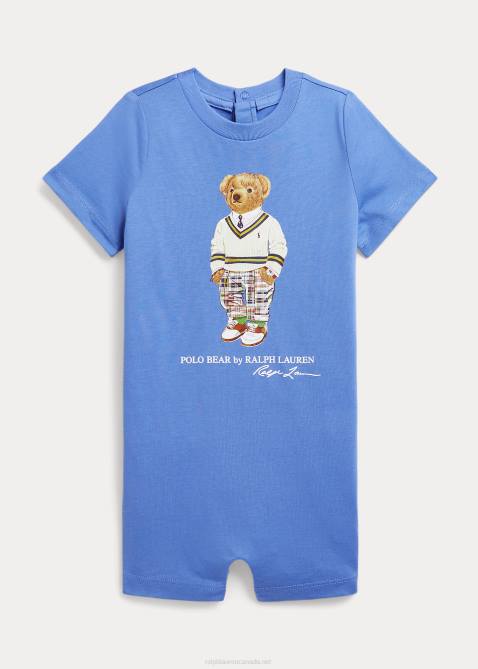 Baby Ralph Lauren Polo Bear Cotton Jersey Shortall 4DJ210021 Harbor Island Blue