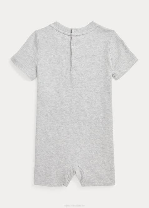 Baby Ralph Lauren Polo Bear Cotton Jersey Shortall 4DJ210023 Andover Heather