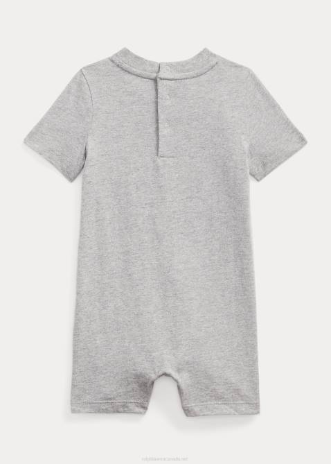 Baby Ralph Lauren Polo Bear Cotton Jersey Shortall 4DJ28159 Andover Heather