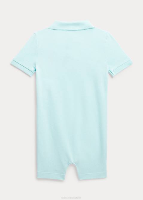 Baby Ralph Lauren Polo Bear Cotton Mesh Polo Shortall 4DJ27667 Island Aqua