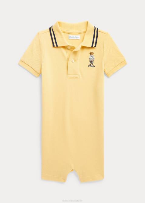 Baby Ralph Lauren Polo Bear Cotton Polo Shortall 4DJ28147 Corn Yellow Multi