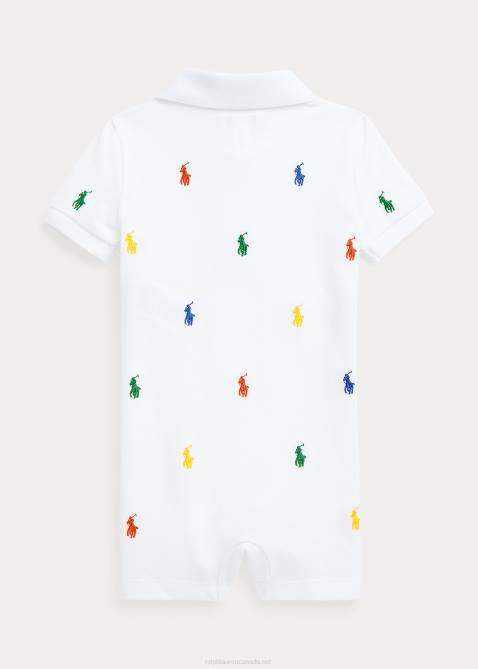 Baby Ralph Lauren Polo Pony Cotton Mesh Polo Shortall 4DJ28142 White