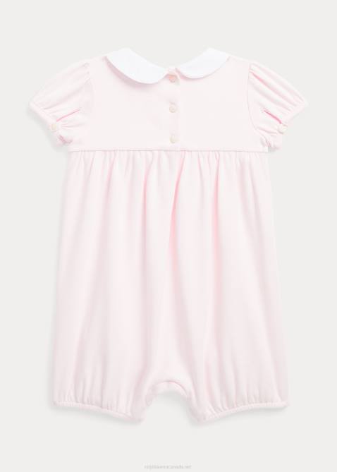 Baby Ralph Lauren Smocked Cotton Bubble Shortall 4DJ27686 Delicate Pink