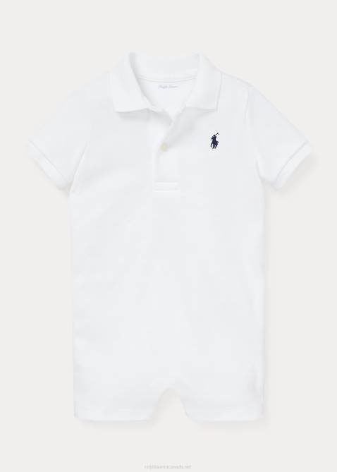 Baby Ralph Lauren Soft Cotton Polo Shortall 4DJ27657 White