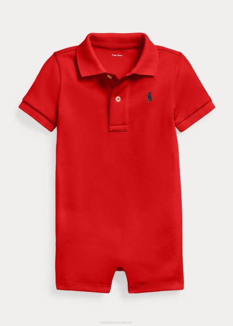 Baby Ralph Lauren Soft Cotton Polo Shortall 4DJ27659 RL 2000 Red