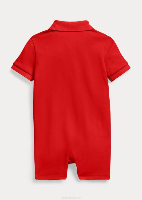 Baby Ralph Lauren Soft Cotton Polo Shortall 4DJ27659 RL 2000 Red