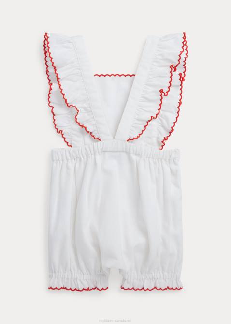 Baby Ralph Lauren Strawberry Linen-Cotton Bubble Shortall 4DJ210024 White